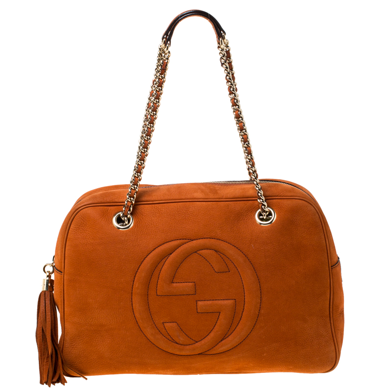 Gucci Copper Nubuck Leather Soho Satchel