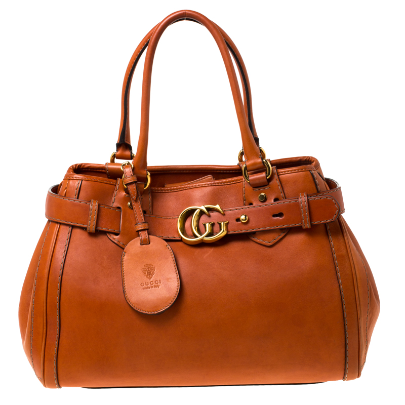 Pre Owned حقيبة يد غوتشي رانينج GG متوسطة جلد كوبر