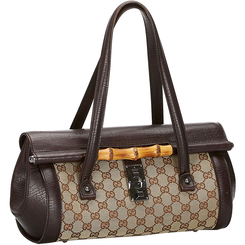 

Gucci Brown/Beige GG Canvas Bamboo Bullet Shoulder Bag