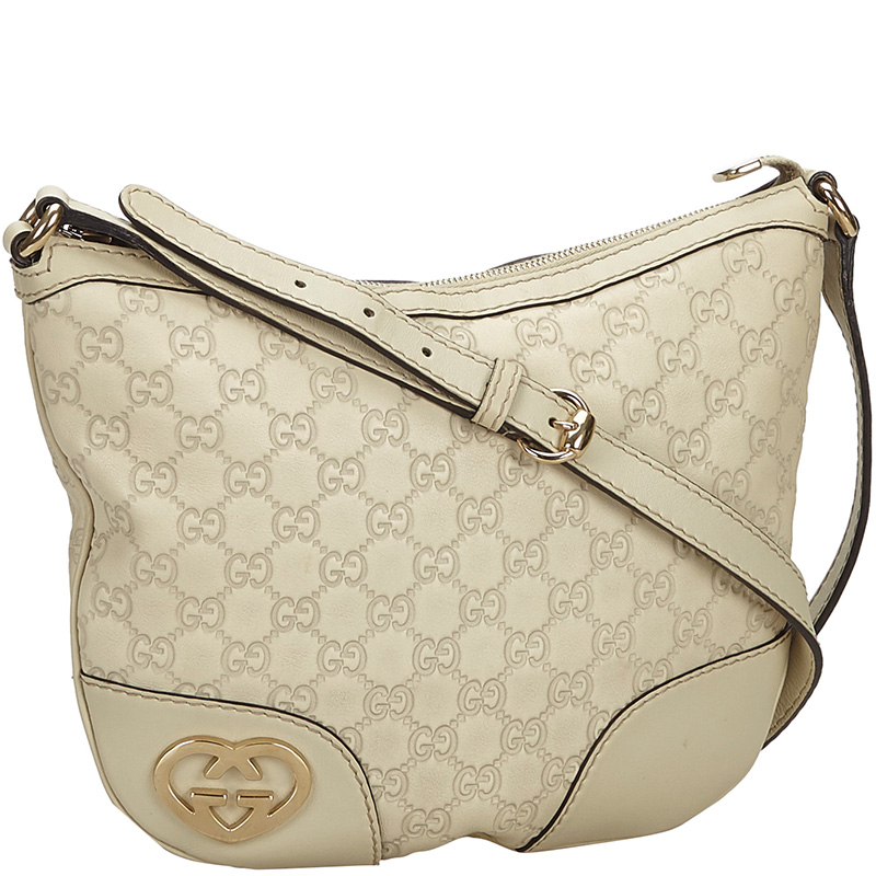 

Gucci White Guccissima Coated Canvas Lovely Crossbody Bag