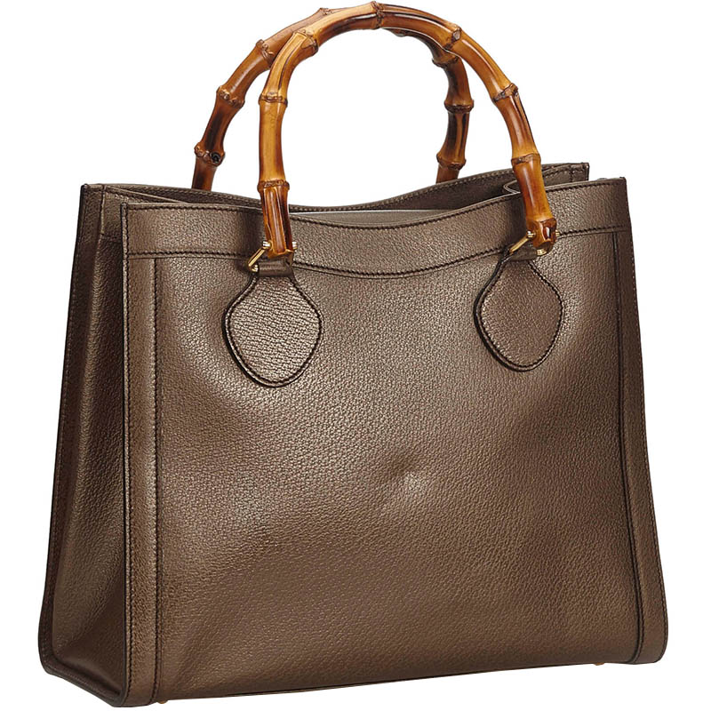 

Gucci Brown Leather Bamboo Tote Bag
