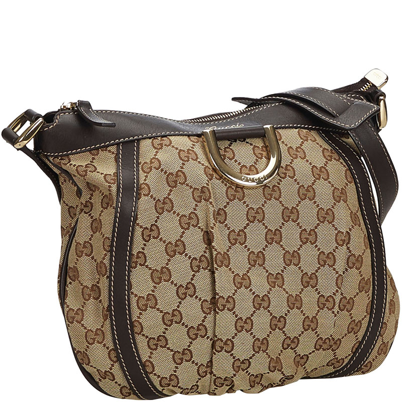 

Gucci Beige/Brown GG Canvas and Leather Small D Ring Shoulder Bag