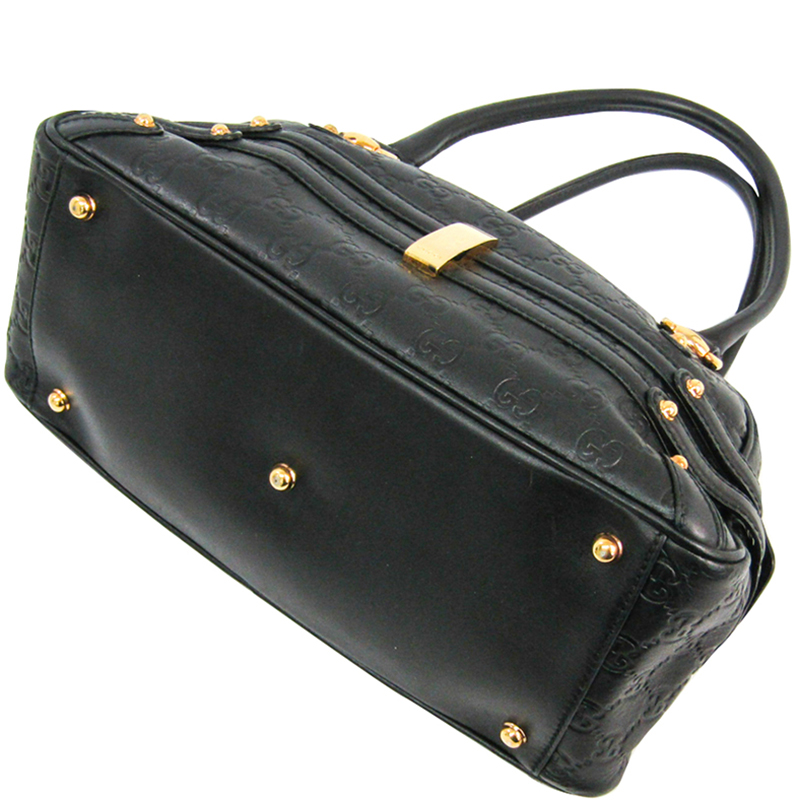

Gucci Black Leather Bamboo Guccissima Bag