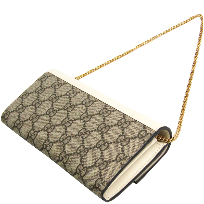 

Gucci Beige/Brown Calfskin Leather GG Supreme Long Wallet