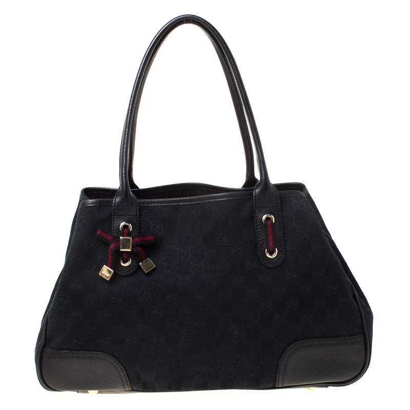 Gucci Black GG Canvas and Leather Medium Princy Tote