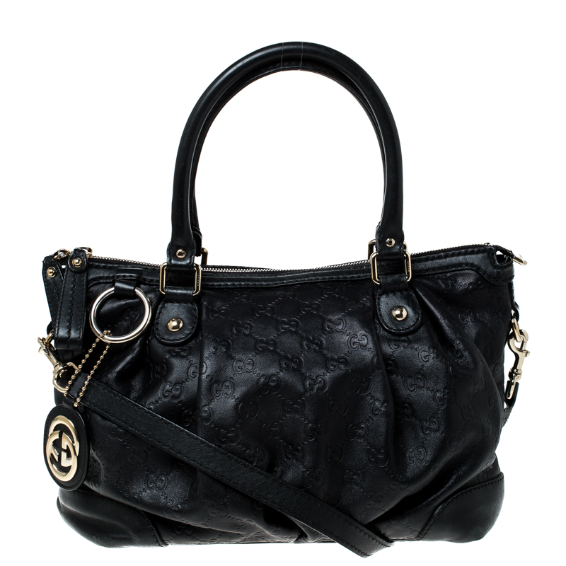 مملوكة مسبقًا Gucci Black Guccisima Leather Sukey Tote
