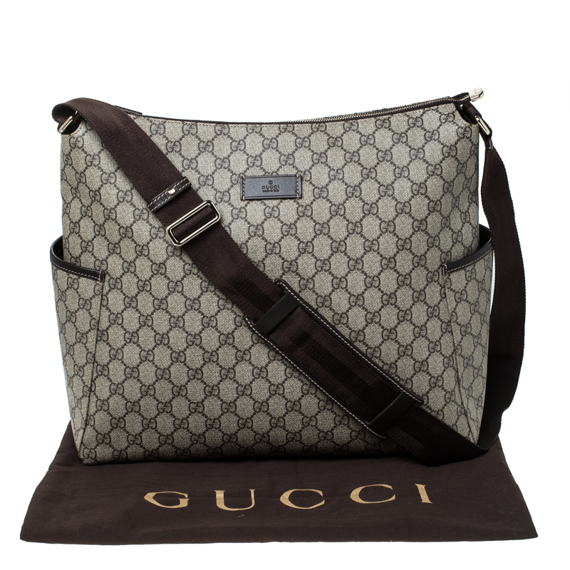 Gucci Brown GG Supreme Diaper Bag Beige Cloth Cloth ref.976382