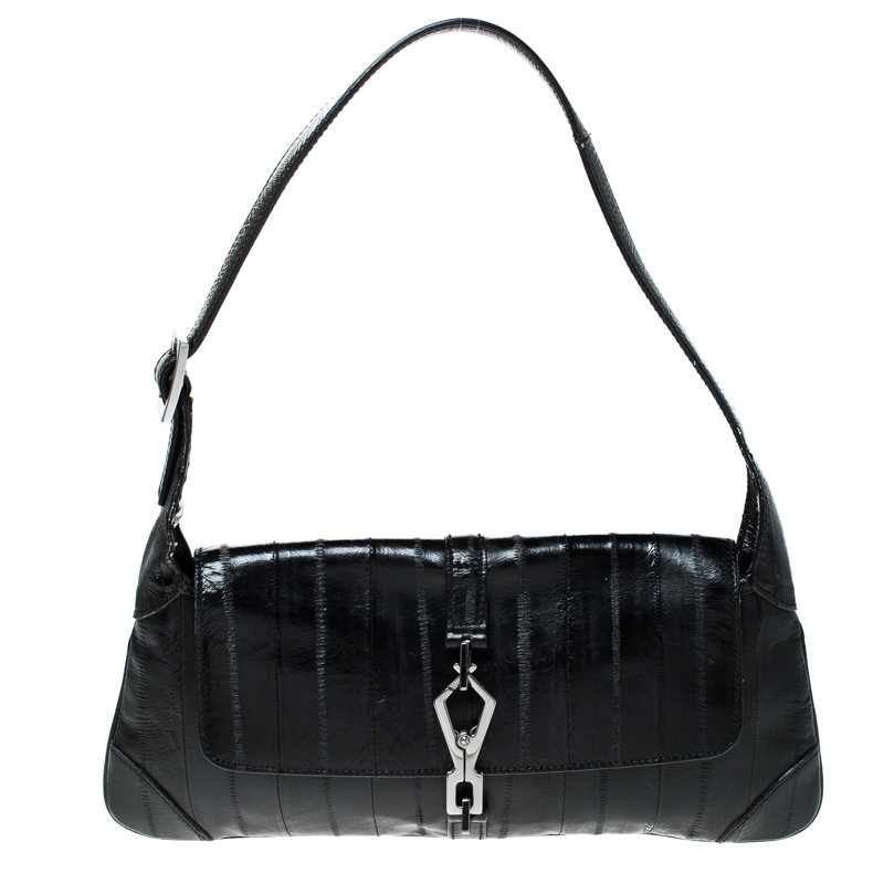 Gucci Black Eel Leather Jackie Shoulder Bag