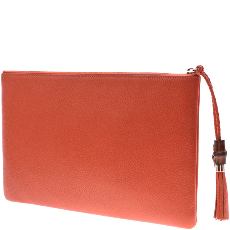 

Gucci Orange Leather Clutch Bag