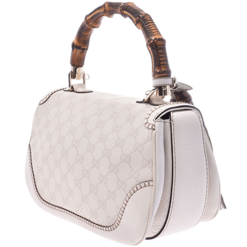 

Gucci White Guccissima Leather New Bamboo Satchel