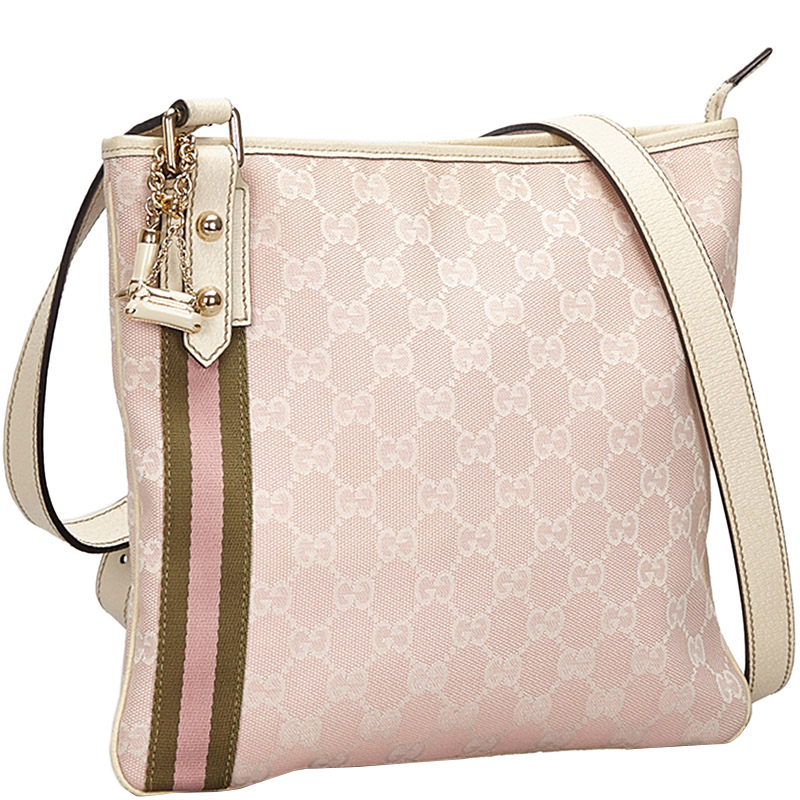 

Gucci Pink/White GG Canvas Jolicoeur Crossbody Bag