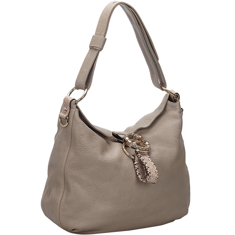 

Gucci Gray Leather G Wave Shoulder Bag, Grey