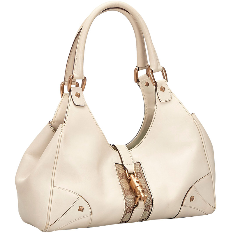 

Gucci White Leather Nailhead Jackie Shoulder Bag