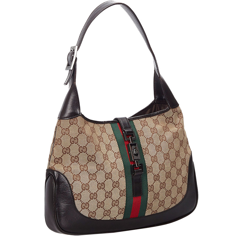 

Gucci Brown GG Canvas And Leather Web Jackie Shoulder Bag