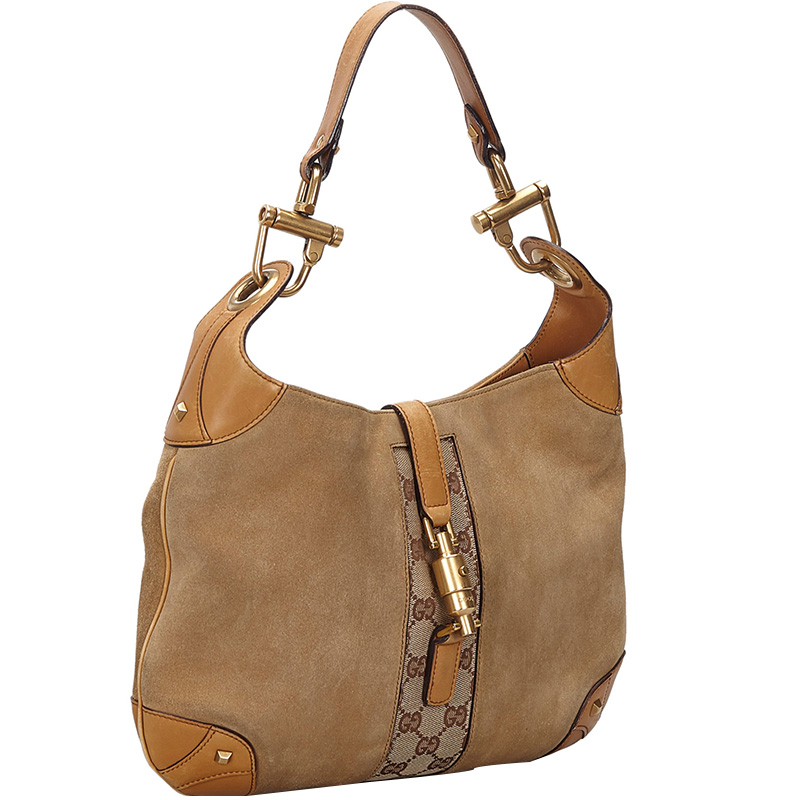 

Gucci Brown Suede And Leather GG New Jackie Hobo Bag