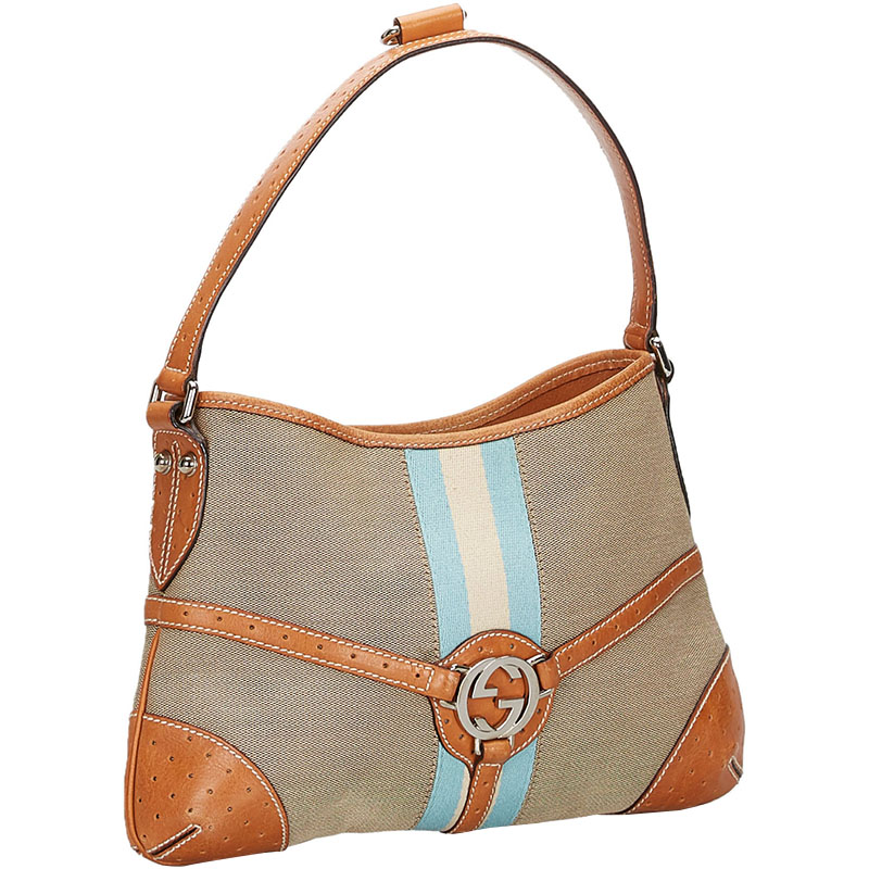 

Gucci Beige/Brown Canvas Vintage Web Reins Hobo