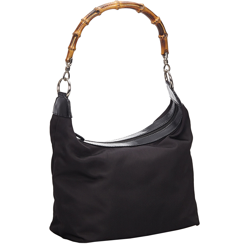 

Gucci Black Nylon Bamboo Shoulder Bag