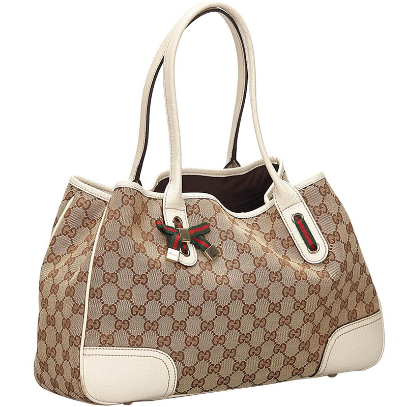 

Gucci Brown/Beige Canvas/Leather GG Princy Tote Bag