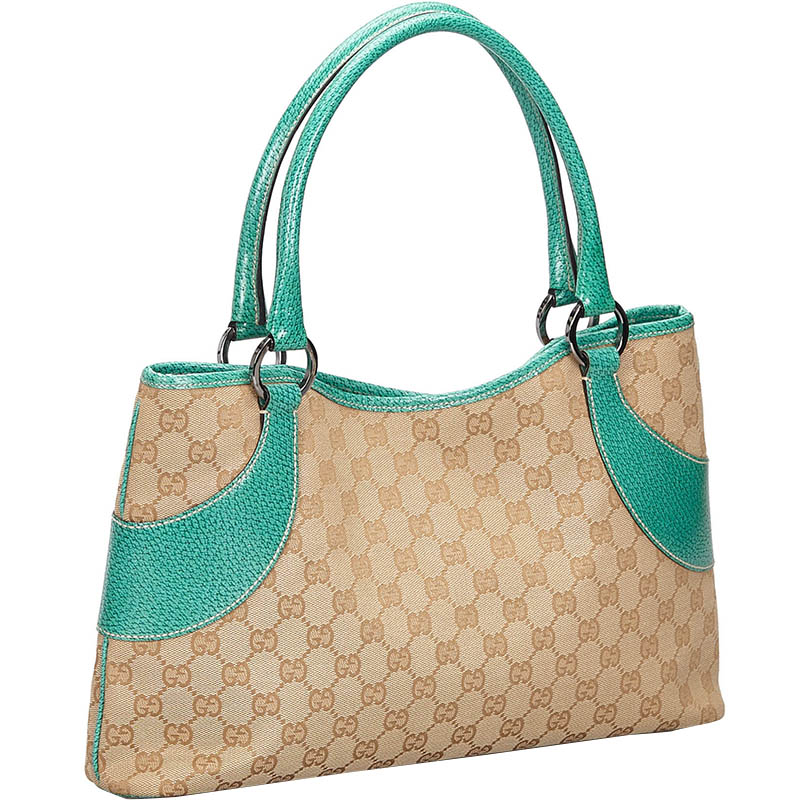

Gucci Beige/Brown GG Canvas Leather Tote Bag