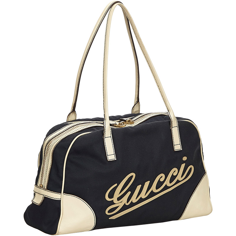 

Gucci Blue/White Canvas Parana Boulevard Boston Bag