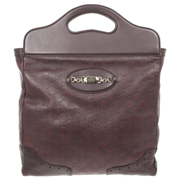 Pre Owned Gucci Guccissima Brown Oversized Clutch