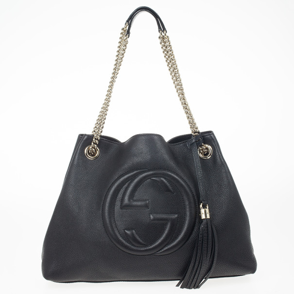 Pre Owned Gucci Black Leather Soho Tote