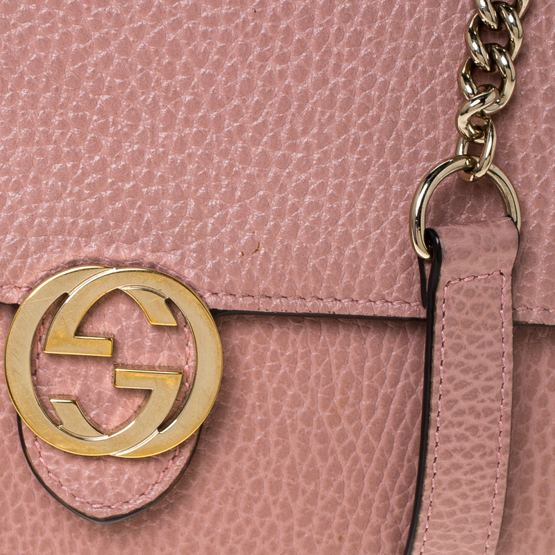 Gucci Interlocking Wallet on Chain (Outlet) Leather Pink 2008051