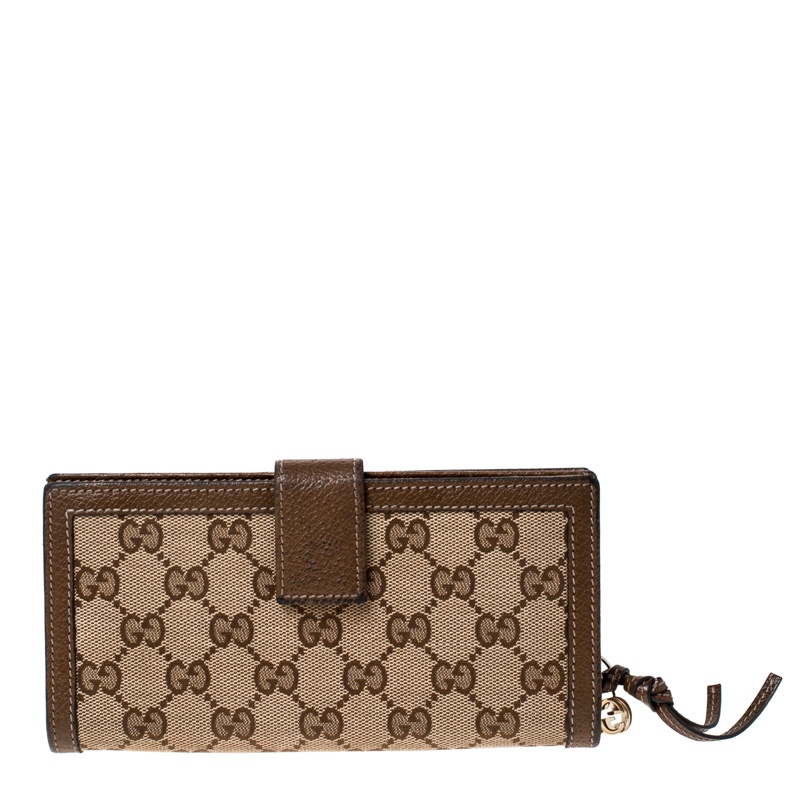 Gucci Beige/Brown GG Canvas and Leather Continental Wallet