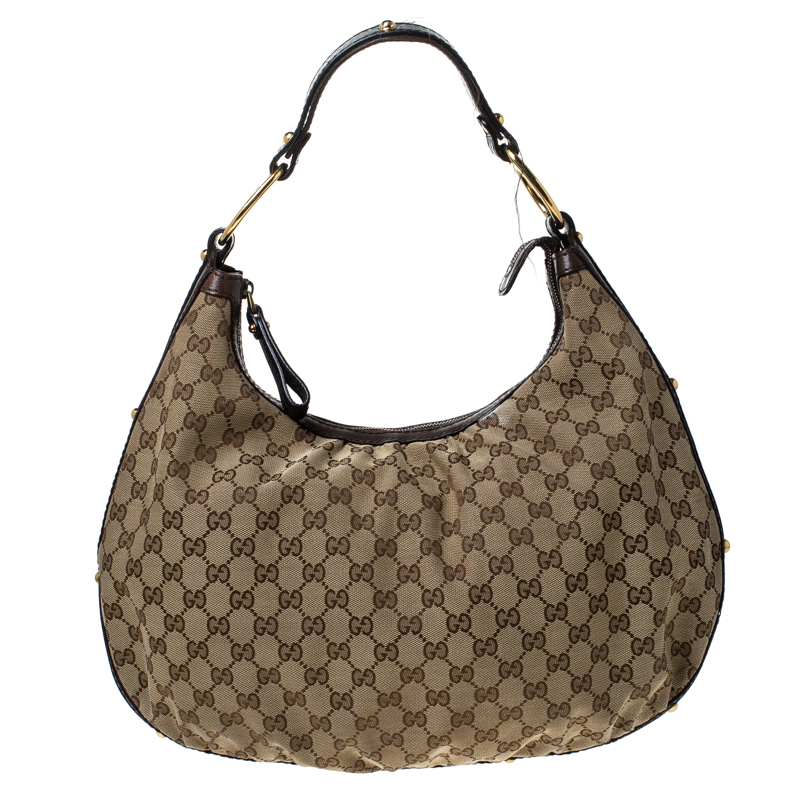 Pre Owned حقيبة غوتشي بيلهام كانفاس GG بيج/إيبوني متوسطة