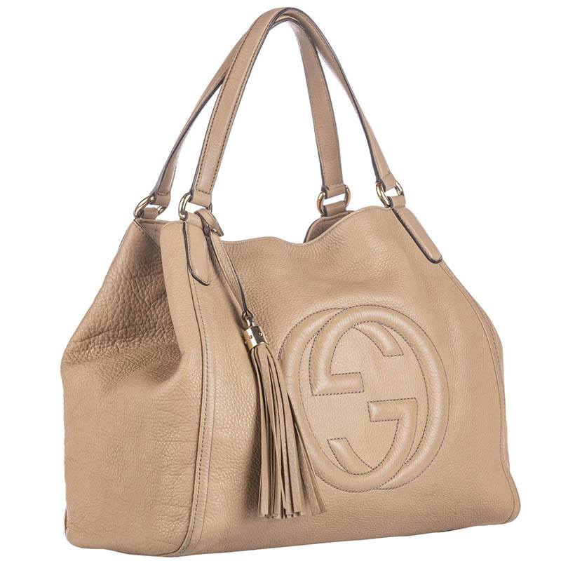 

Gucci Brown Leather Soho Tote Bag, Beige