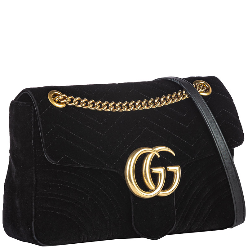 

Gucci Black Velour Marmont Shoulder Bag