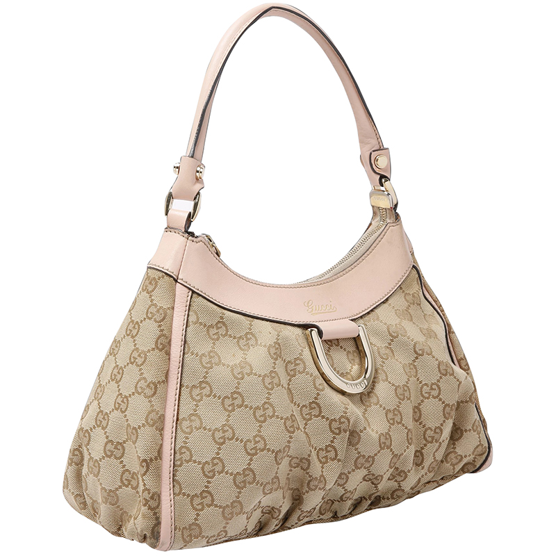 

Gucci Beige/Ebony GG Canvas Medium D-Ring Hobo