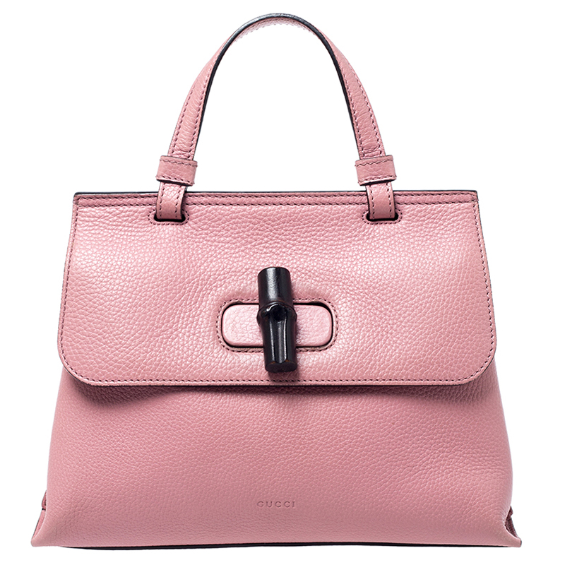 gucci pink purse with bamboo handle