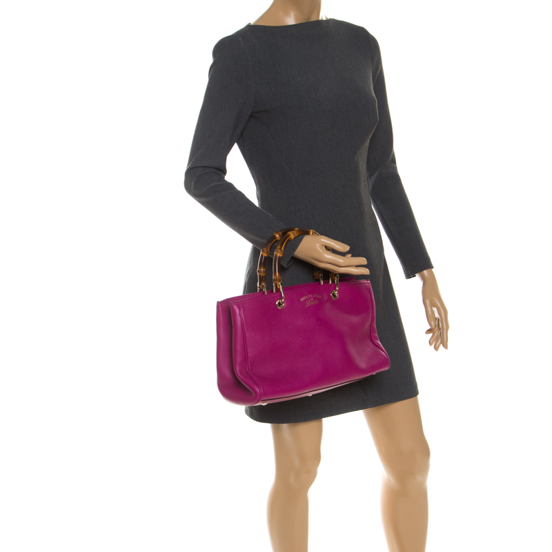 

Gucci Fuschia Leather Bamboo Shopper Tote, Pink