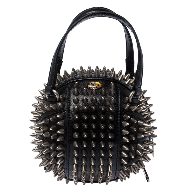 Gucci Black Leather Mini Spike Tifosa Bag