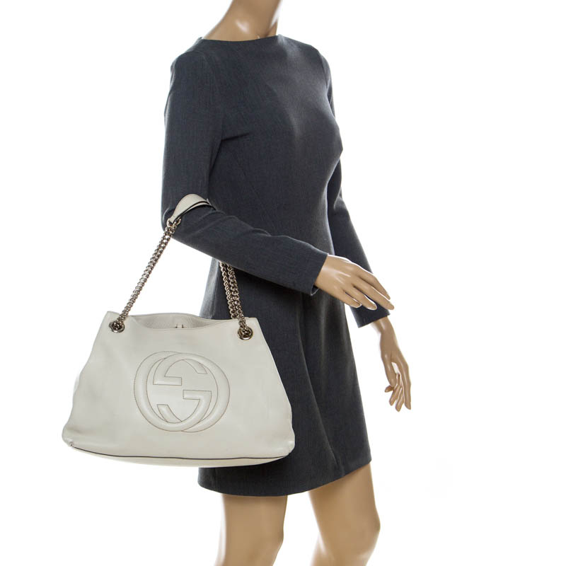 

Gucci Off White Leather Medium Soho Tote