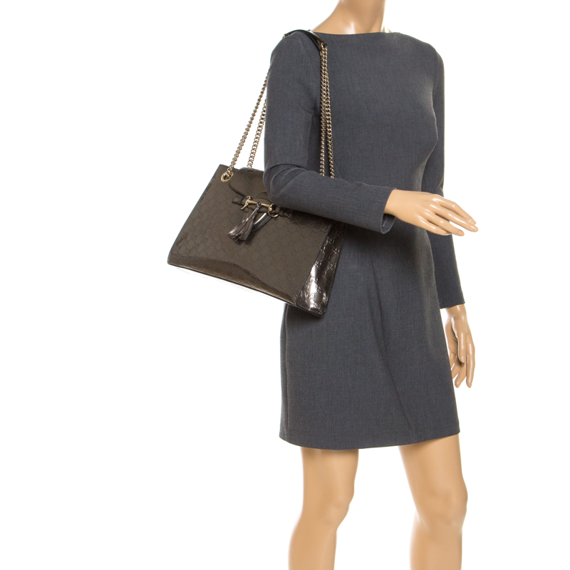 

Gucci Metallic Beige Guccissima Patent Leather  Emily Chain Shoulder Bag
