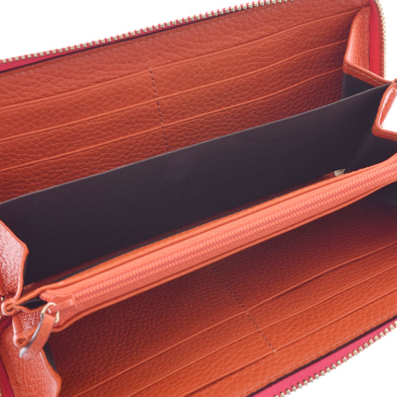 

Gucci Pink/Orange Leather Zip Aorund Wallet