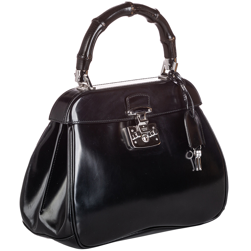 

Gucci Black Bamboo Leather Lady Lock Bag