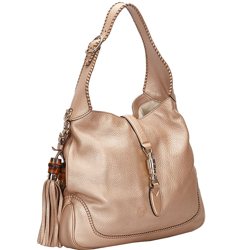 

Gucci Brown/Beige Leather New Jackie Tassel Hobo Bag