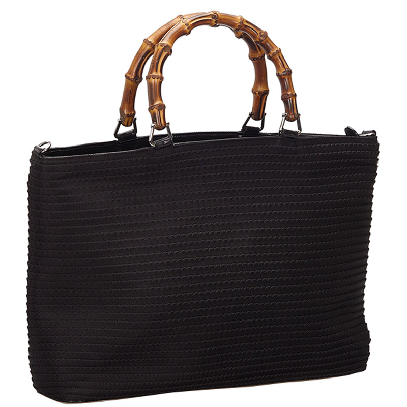 

Gucci Black Canvas Bamboo Top Handle Satchel
