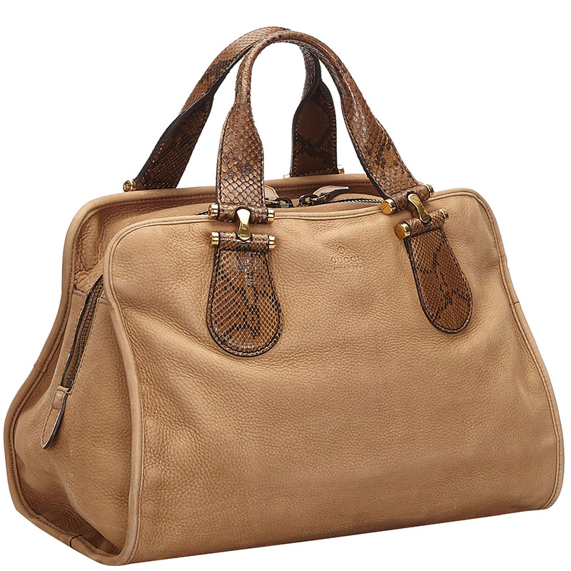 

Gucci Brown Nubuck Leather Twice Satchel
