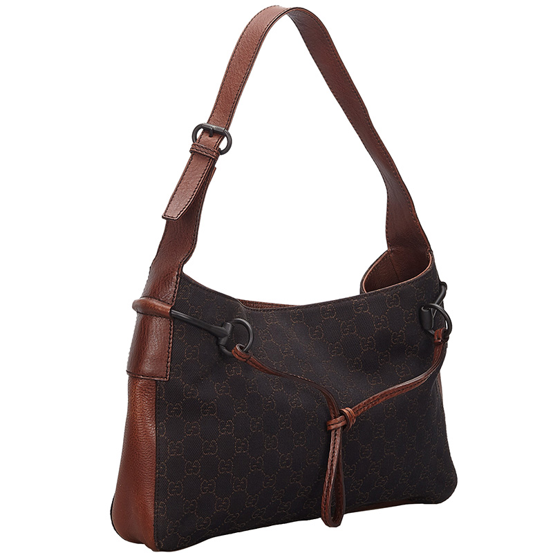 

Gucci Black/Brown GG Canvas Horsebit Shoulder Bag