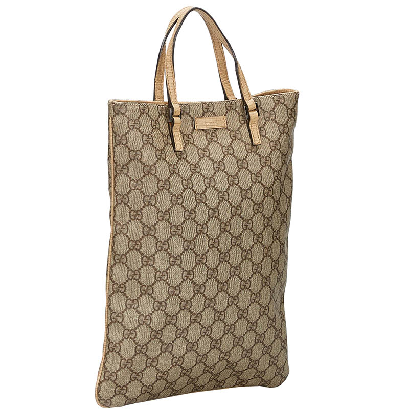 

Gucci Brown GG Supreme Coated Canvas Vertical Tote, Beige