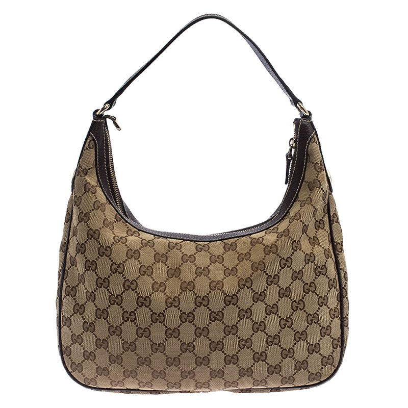 Gucci Beige/Brown GG Canvas and Leather Charmy Hobo Gucci