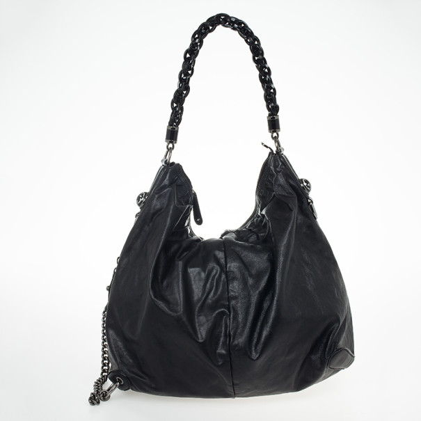 Pre Owned Gucci Black Leather 'Galaxy' X-Large Shoulder Bag