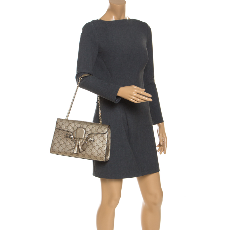 

Gucci Beige Guccissima Leather Medium Emily Chain Shoulder Bag