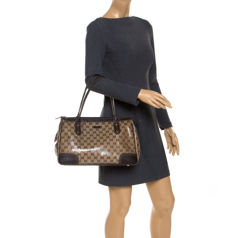 

Gucci Beige/Brown Crystal Canvas and Leather Princy Tote