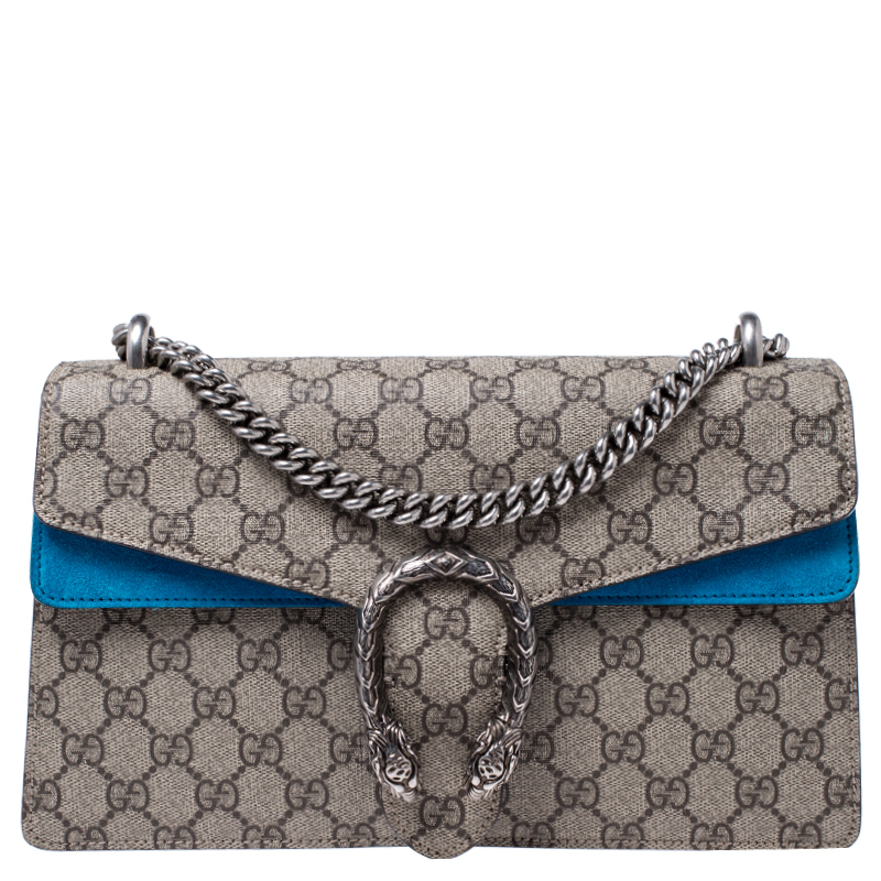 Beige/Blue Supreme Canvas Small Dionysus Shoulder Bag Gucci | TLC