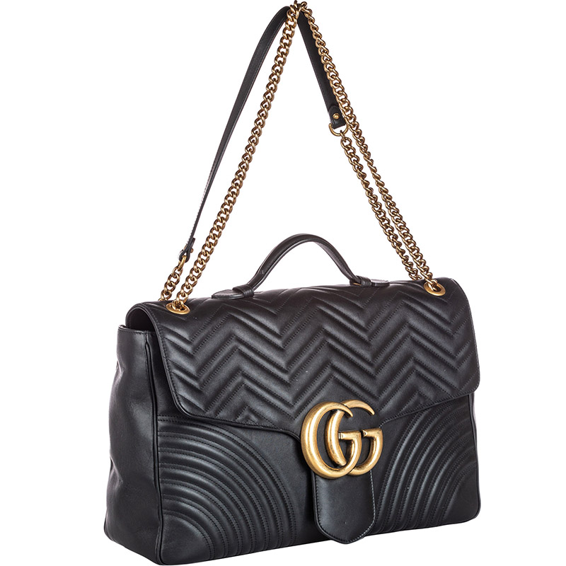 

Gucci Black Leather Maxi Marmont Shoulder Bag